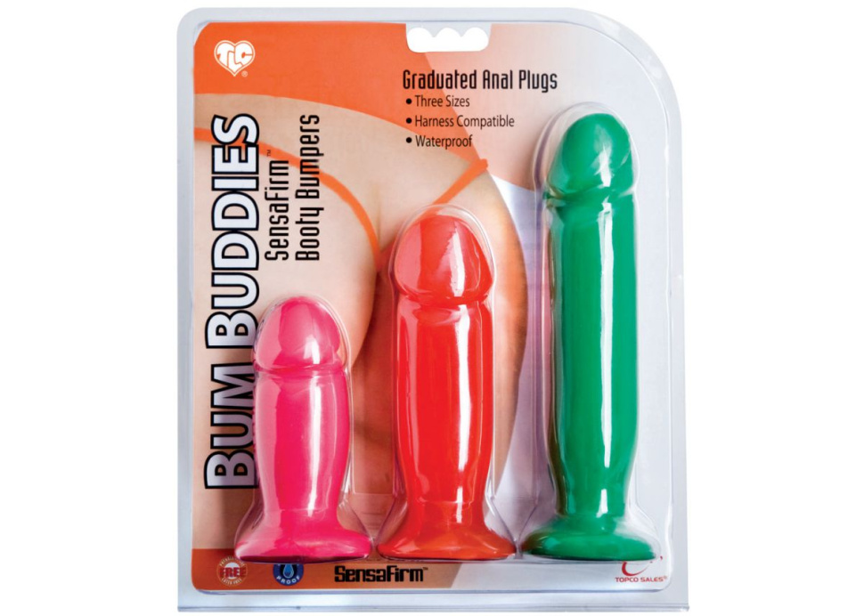 Набор из 3 разноцветных анальных пробок TLC Bum Buddies купить в секс шопе