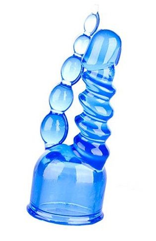 Синяя двойная насадка для массажера Magic Wand купить в секс шопе