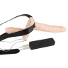 Телесный женский страпон с вагинальной пробкой Strap-On Duo - 15 см. купить в секс шопе