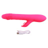 Розовый вибратор с клиторальным стимулятором Thrusting Rabbit - 25,3 см. купить в секс шопе