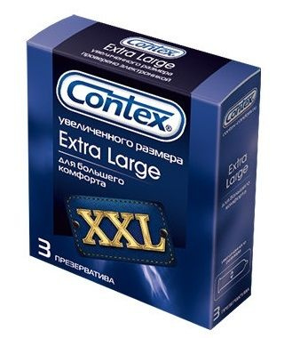 Презервативы увеличенного размера CONTEX Extra Large - 3 шт. купить в секс шопе