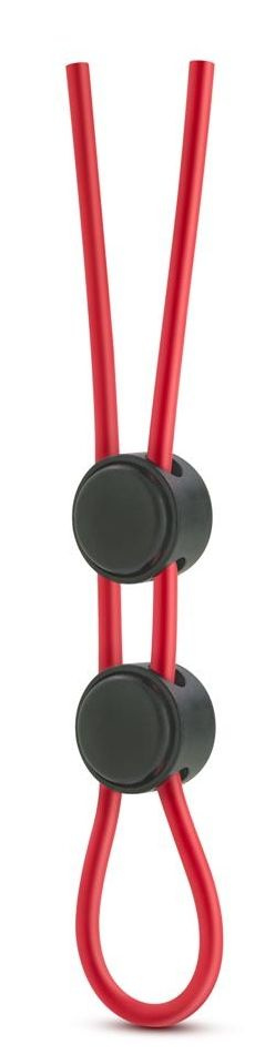 Красное силиконовое лассо на пенис с двумя утяжками Silicone Double Loop Cock Ring купить в секс шопе