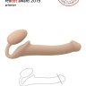 Телесный безремневой страпон Silicone Bendable Strap-On M купить в секс шопе