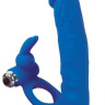 Синяя вибронасадка для двойного проникновения - 15 см. купить в секс шопе
