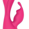 Ярко-розовый вибратор с клиторальным зайчиком купить в секс шопе