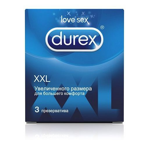 Презервативы увеличенного размера Durex XXL - 3 шт.  купить в секс шопе
