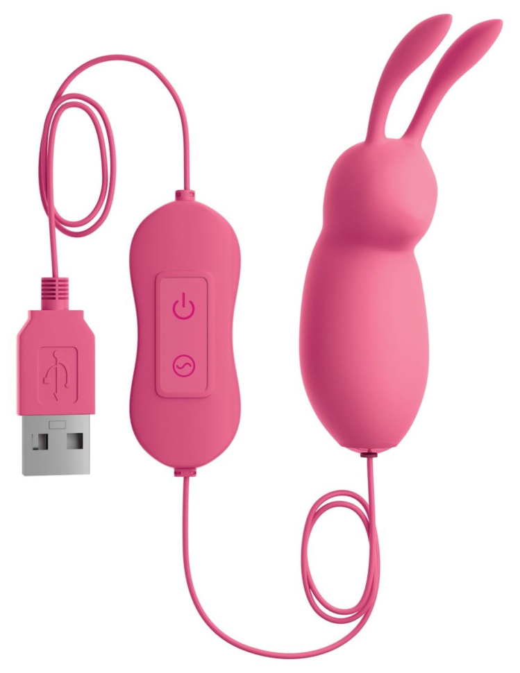 Розовая, работающая от USB вибропуля в форме кролика Cute купить в секс шопе