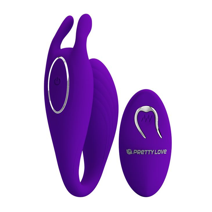 Фиолетовый U-образный вибратор для пар Bill с пультом ДУ купить в секс шопе