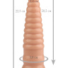 Телесный конический рельефный анальный фаллоимитатор - 22,5 см.  купить в секс шопе