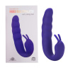 Фиолетовый вибратор Ribbed Dual Stimulator with Rolling Ball - 17 см. купить в секс шопе