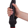 Чёрный вибратор с клиторальными лепестками - 18,5 см. купить в секс шопе