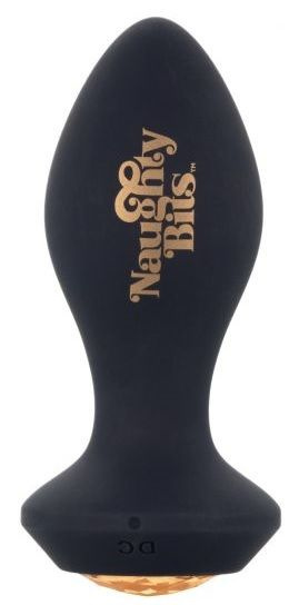 Черная анальная вибропробка с оранжевым кристаллом Naughty Bits Shake Your Ass - 10,75 см. купить в секс шопе