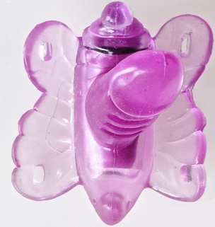 Клиторальный стимулятор  Бабочка  с фаллосом на ремешках купить в секс шопе