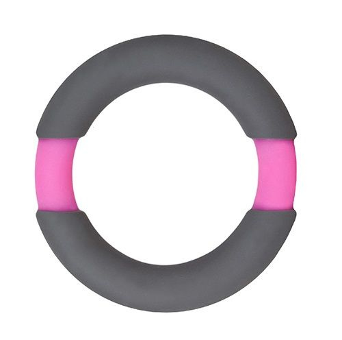 Серое эрекционное кольцо NEON STIMU RING 37MM GREY/PINK купить в секс шопе