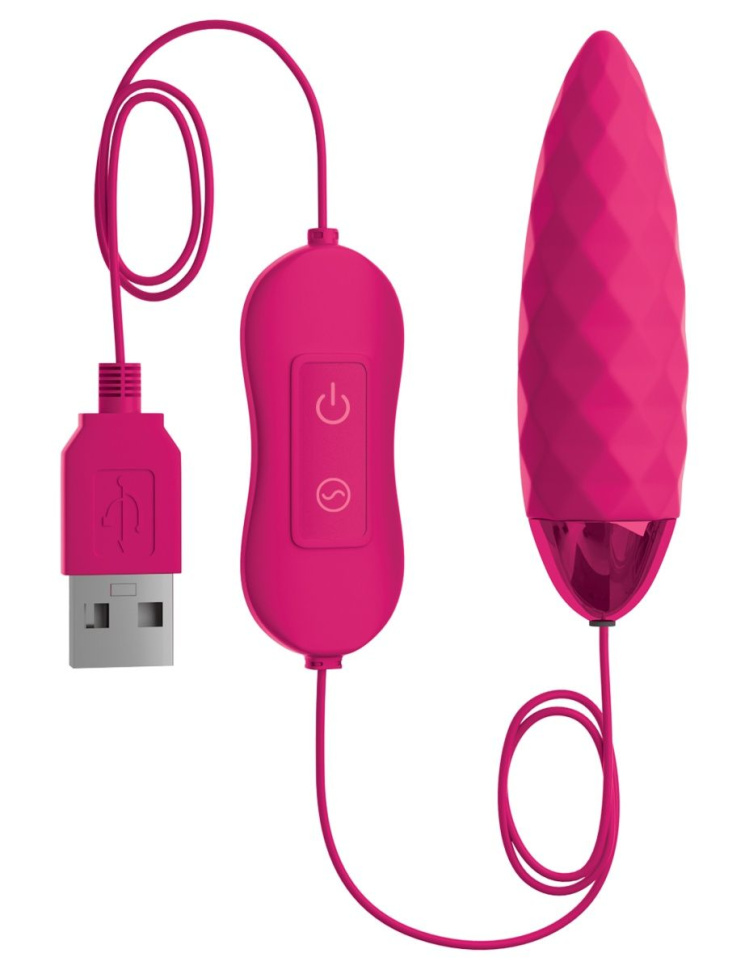Розовая, рельефная, работающая от USB вибропуля Fun купить в секс шопе