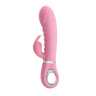 Нежно-розовый вибратор Prescott с клиторальным отростком - 20 см. купить в секс шопе