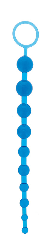 Синяя анальная цепочка с кольцом ORIENTAL JELLY BUTT BEADS - 26,6 см. купить в секс шопе