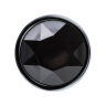 Серебристая гладкая коническая анальная пробка с черным кристаллом - 7 см. купить в секс шопе