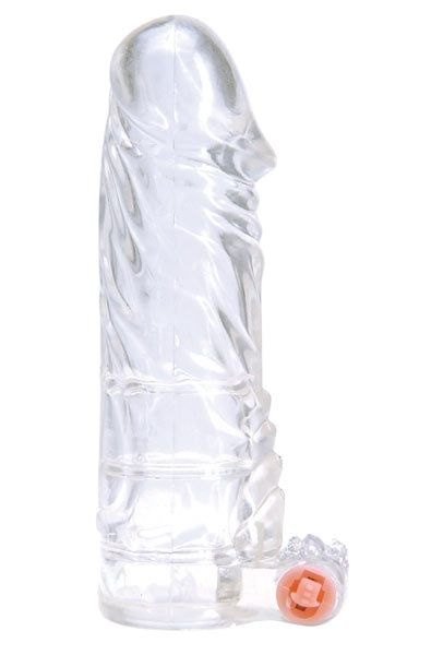 Прозрачная вибронасадка с закрытой головкой купить в секс шопе
