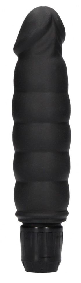 Черный вибромассажер Ribbed Multispeed Vibrator - 17 см. купить в секс шопе