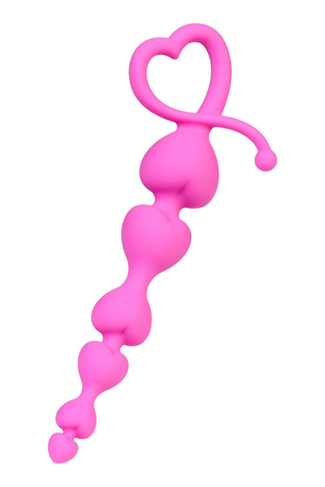 Розовая анальная цепочка из силикона - 18 см. купить в секс шопе