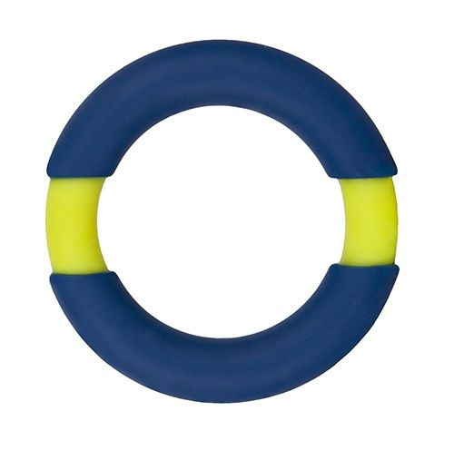 Синее эрекционное кольцо NEON STIMU RING 42MM BLUE/YELLOW купить в секс шопе