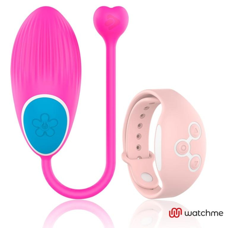 Розовое виброяйцо с нежно-розовым пультом-часами Wearwatch Egg Wireless Watchme купить в секс шопе