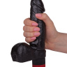Чёрный виброфаллос с пышной мошонкой - 16 см. купить в секс шопе