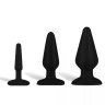 Набор из 3 черных анальных плагов из силикона купить в секс шопе