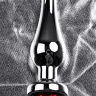 Серебристая удлиненная коническая анальная пробка с красным кристаллом - 10 см.  купить в секс шопе