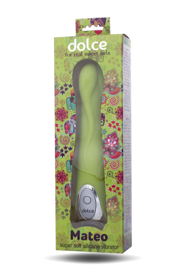 Зелёный вибратор Dolce Mateo - 16,5 см. купить в секс шопе