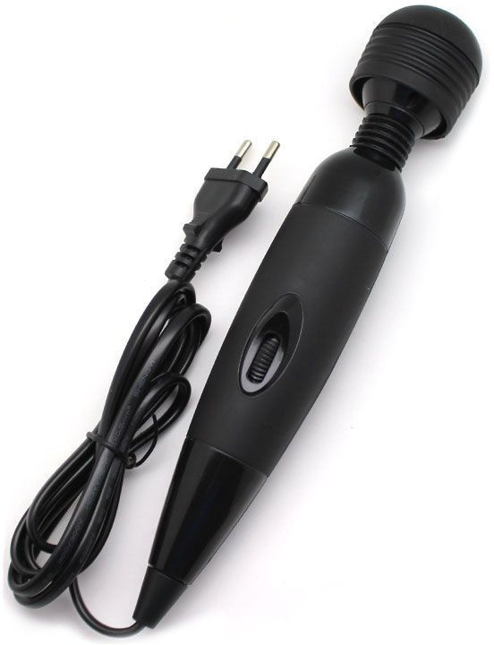 Чёрный вибратор-жезл - 25 см. купить в секс шопе