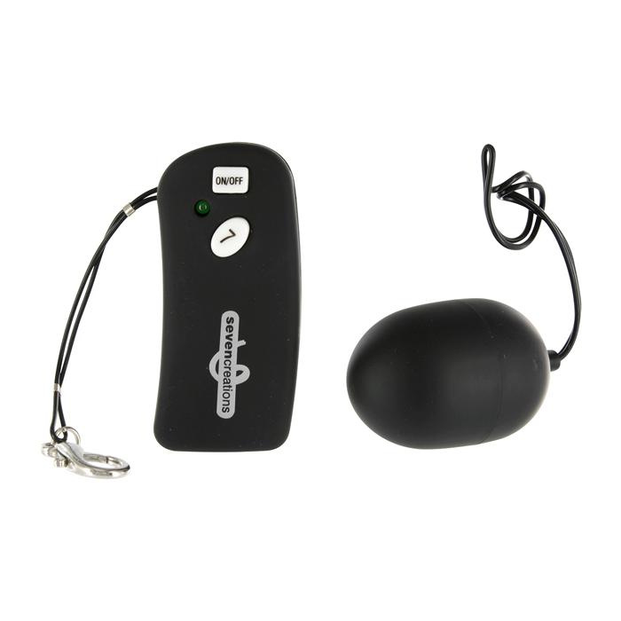Чёрное виброяйцо с дистанционным управлением Ultra 7 Remote  купить в секс шопе