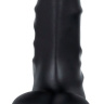 Черный реалистичный вибратор с мошонкой - 16,5 см. купить в секс шопе