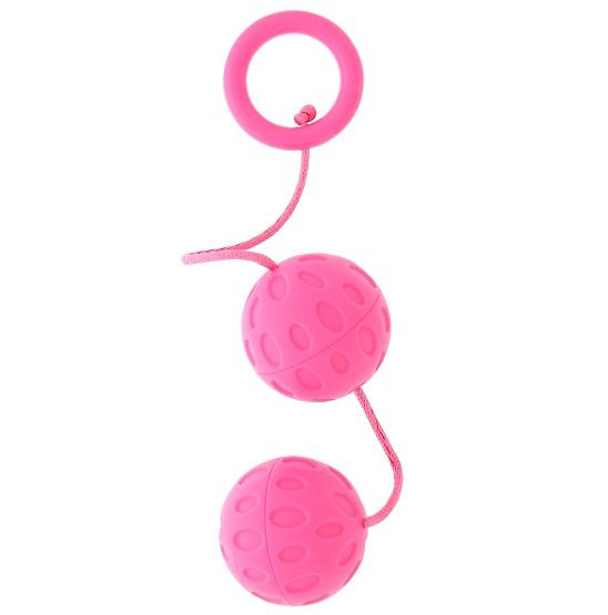 Розовые вагинальные шарики с рельефом GOOD VIBES ROTO BALLS купить в секс шопе