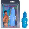 Голубая эластичная насадка на пенис с жемчужинами, точками и шипами Pearl Stimulator - 11,5 см. купить в секс шопе