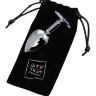 Серебристая гладкая коническая анальная пробка с фиолетовым кристаллом - 7 см. купить в секс шопе