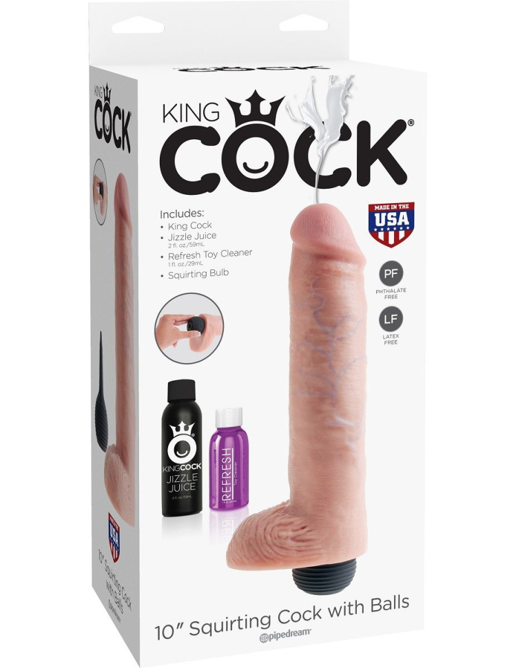 Фаллоимитатор King Cock 10  Squirting Cock с эффектом эякуляции - 25,4 см. купить в секс шопе