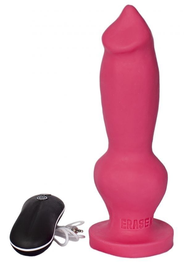 Розовый фаллос собаки  Стаффорд  с вибрацией - 20 см. купить в секс шопе