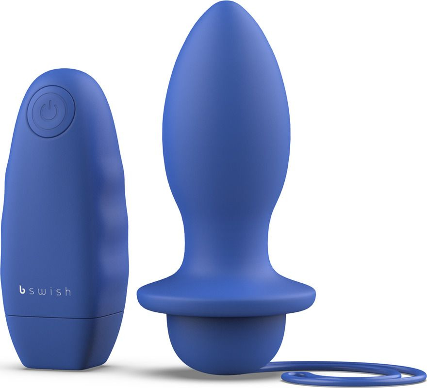 Синяя анальная вибропробка с пультом ДУ Bfilled Classic Unleashed - 10,2 см. купить в секс шопе