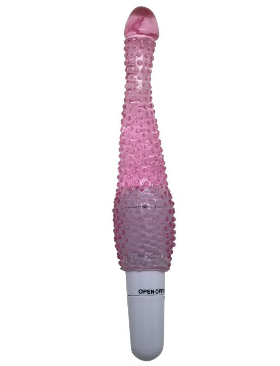Розовый анальный вибратор с пупырышками - 22 см. купить в секс шопе