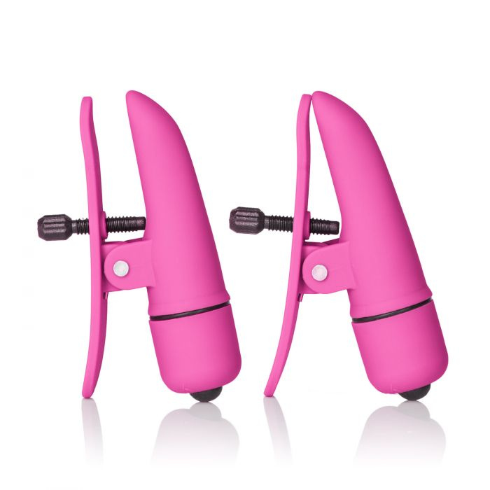 Розовые зажимы на соски с вибрацией Nipple Play Nipplettes купить в секс шопе