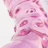 Двусторонний розовый фаллос  с рёбрами и точками - 19,5 см. купить в секс шопе