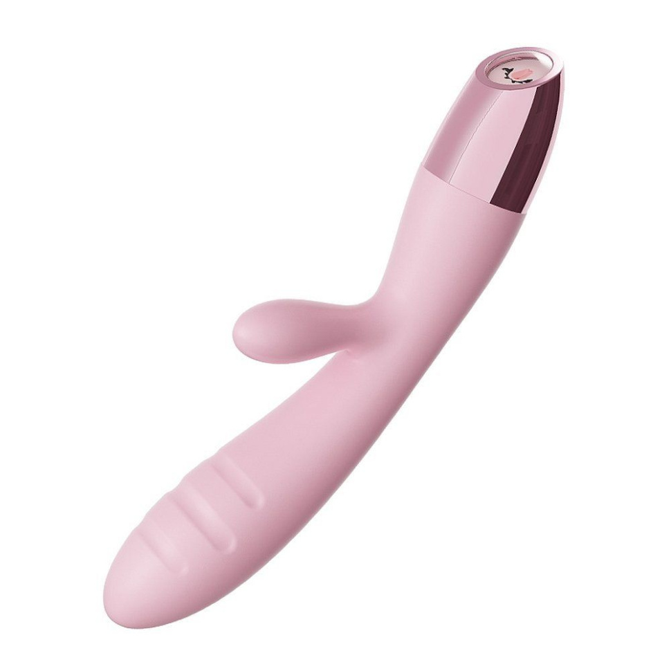 Нежно-розовый вибратор V2 с клиторальным стимулятором - 18,5 см. купить в секс шопе