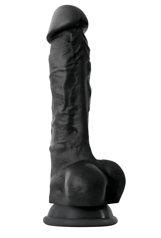 Чёрный фаллоимитатор на присоске Colours Pleasures 7  Dildo - 22,3 см. купить в секс шопе