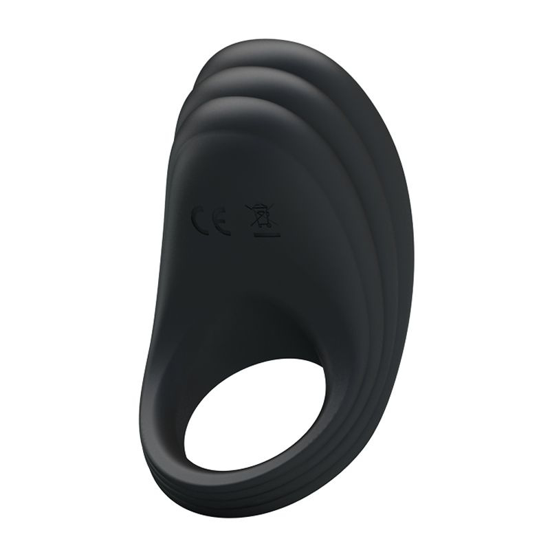 Чёрное перезаряжаемое эрекционное кольцо с вибрацией купить в секс шопе