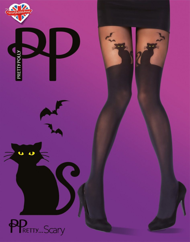 Колготки с имитацией чулок Halloween Cat Tights купить в секс шопе