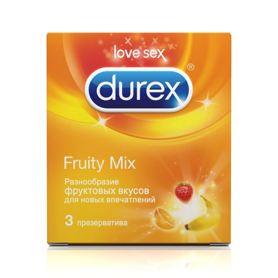Презервативы с фруктовыми вкусами Durex Fruity Mix - 3 шт. купить в секс шопе