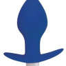 Синяя коническая анальная вибровтулка с ограничителем - 8 см. купить в секс шопе