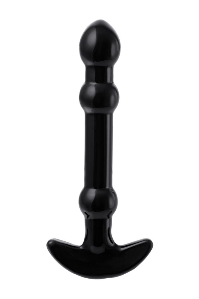 Элегантный чёрный анальный стимулятор с шариками на стволе - 15,5 см. купить в секс шопе